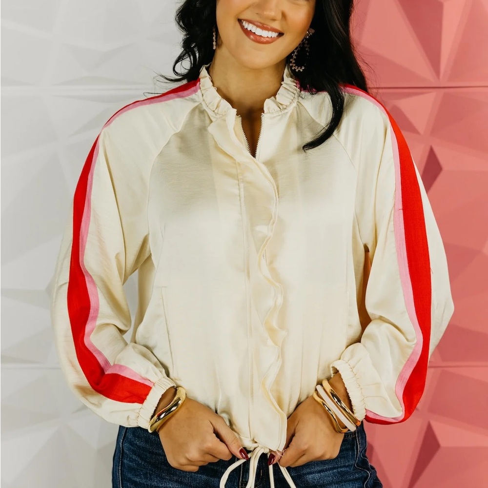 THML Cream Jacket w Orange and Pink Stripes - Picture 11 of 13